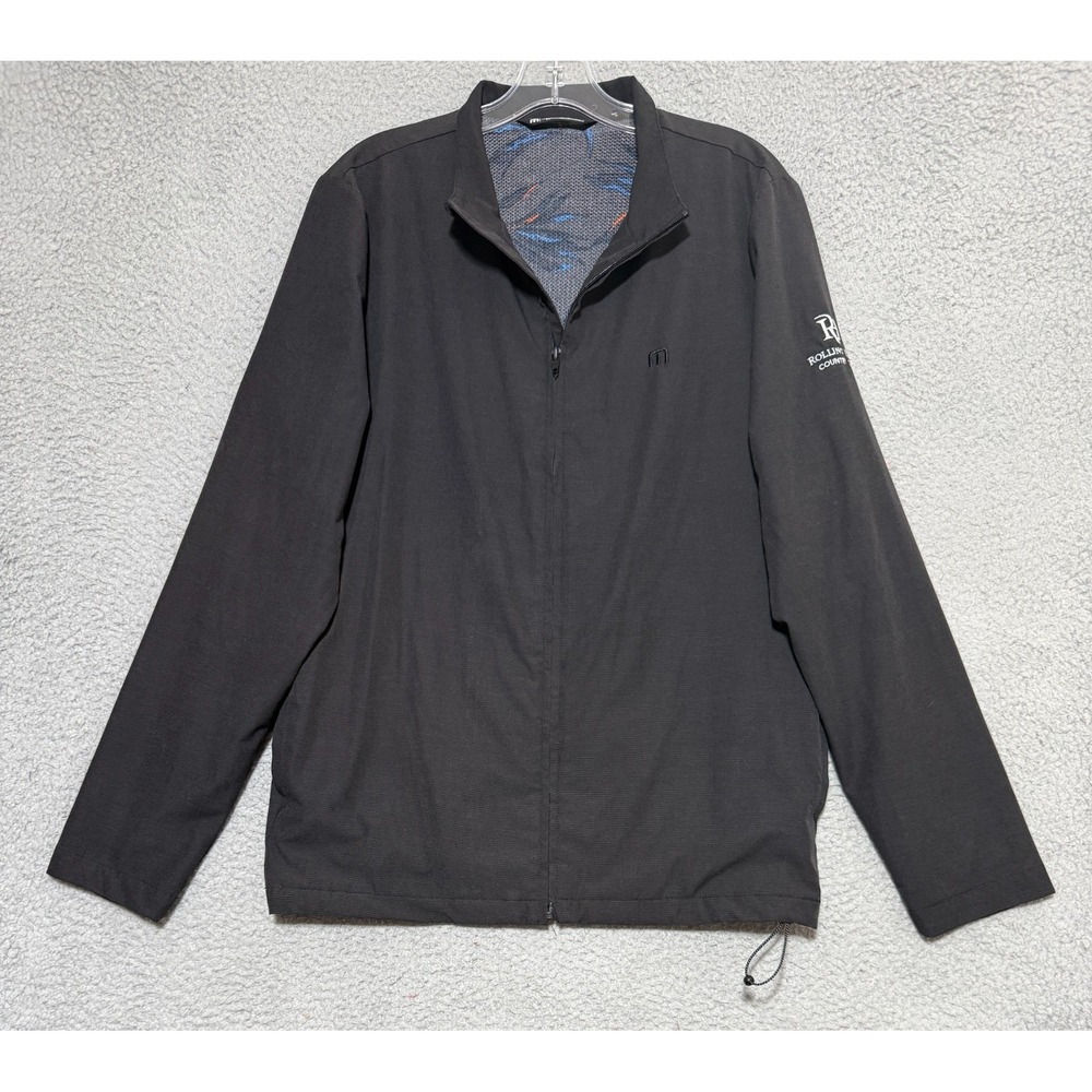 Travis Mathew Full Zip Black Golf Jacket Floral Lining Rolling Hills Golf Mens M